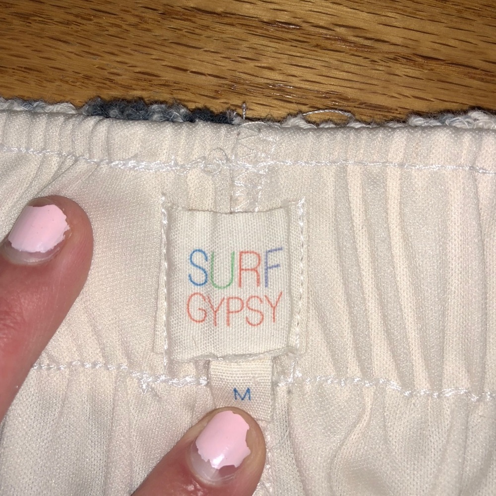 Navy Blue and Cream Surf Gypsy Beach Shorts - Picture 2 of 3